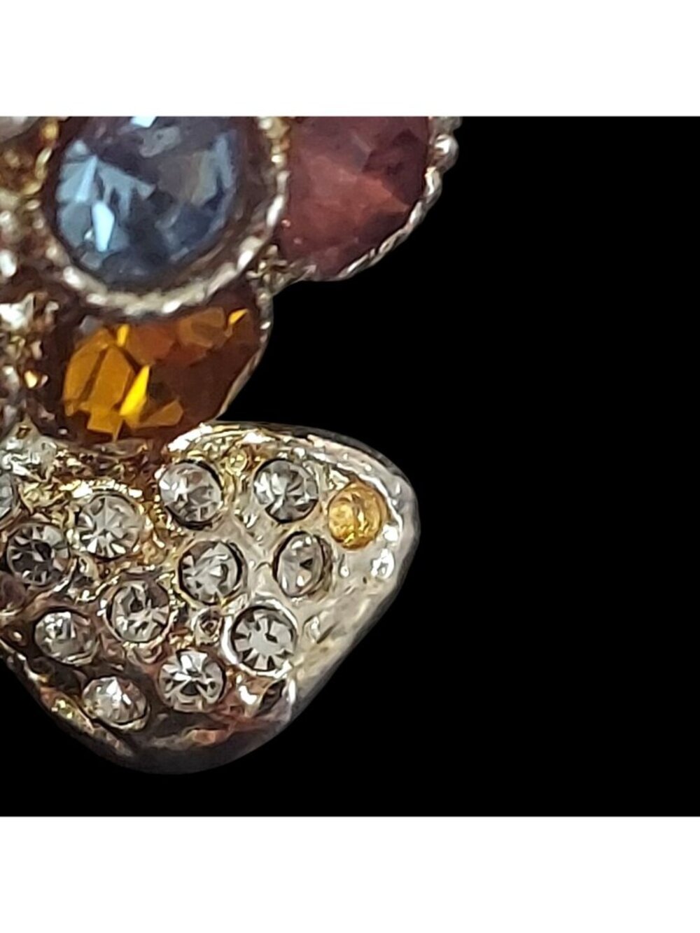 Puffer Fish Rhinestone Brooch Pin Silver Tone Multicolor Crystal Statement Beach - Picture 7 of 8